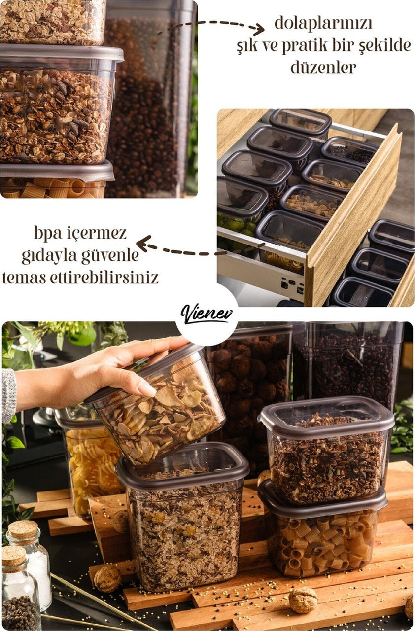 36lı Renkli Etiketli Peggy Kare Erzak Ve Baharat Full Set 8x(1,75, 1,2, 0,55) 12x(0,45) Ant
