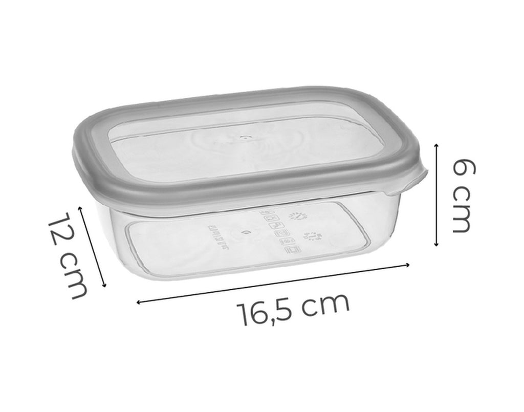 6lı 0,67 Litre Contalı Dikdörtgen Saklama Kabı Seti Serigrafi Etiketli