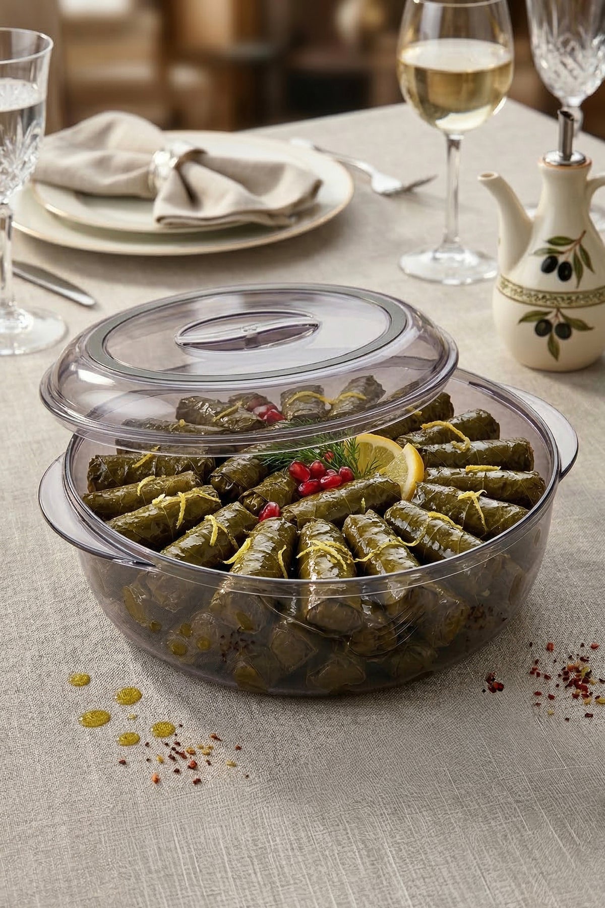 2'li Akrilik Yuvarlak Saklama Kabı - Yemek Saklama Kabı 1,7 Litre