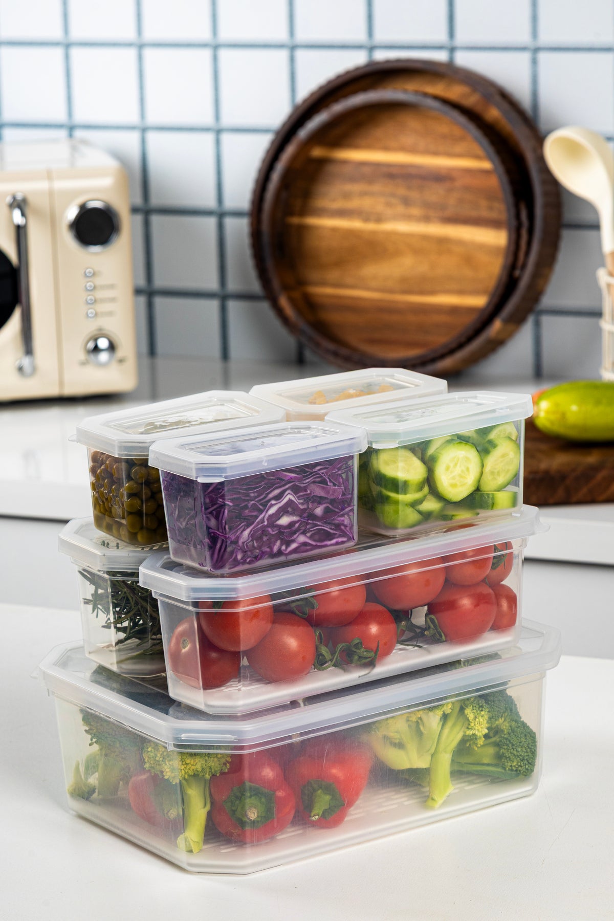 7'li Süzgeçli Saklama Kabı Seti | 1x5lt - 2x1,75lt - 4x360ml