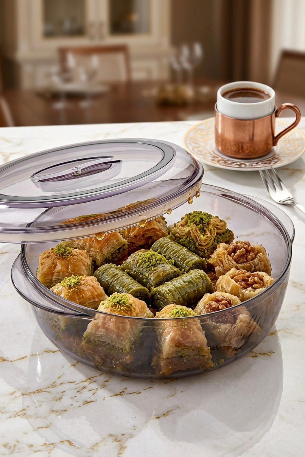 2'li Akrilik Yuvarlak Saklama Kabı - Yemek Saklama Kabı 1,7 Litre
