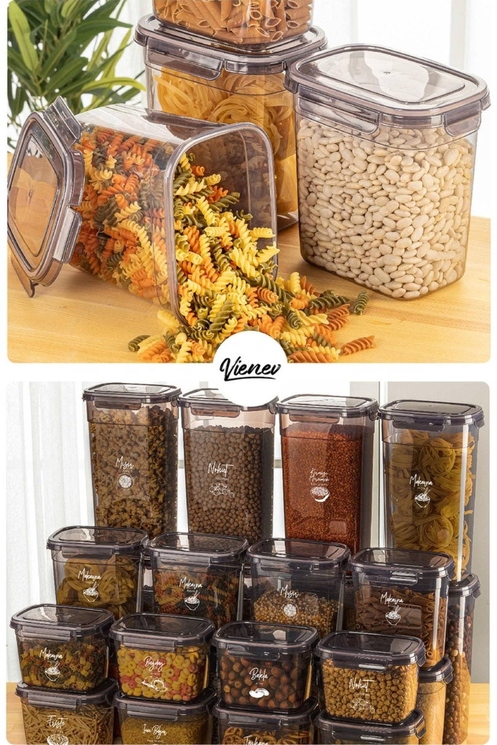 12li 0,67 Litre Contalı Dikdörtgen Saklama Kabı Seti Serigrafi Etiketli