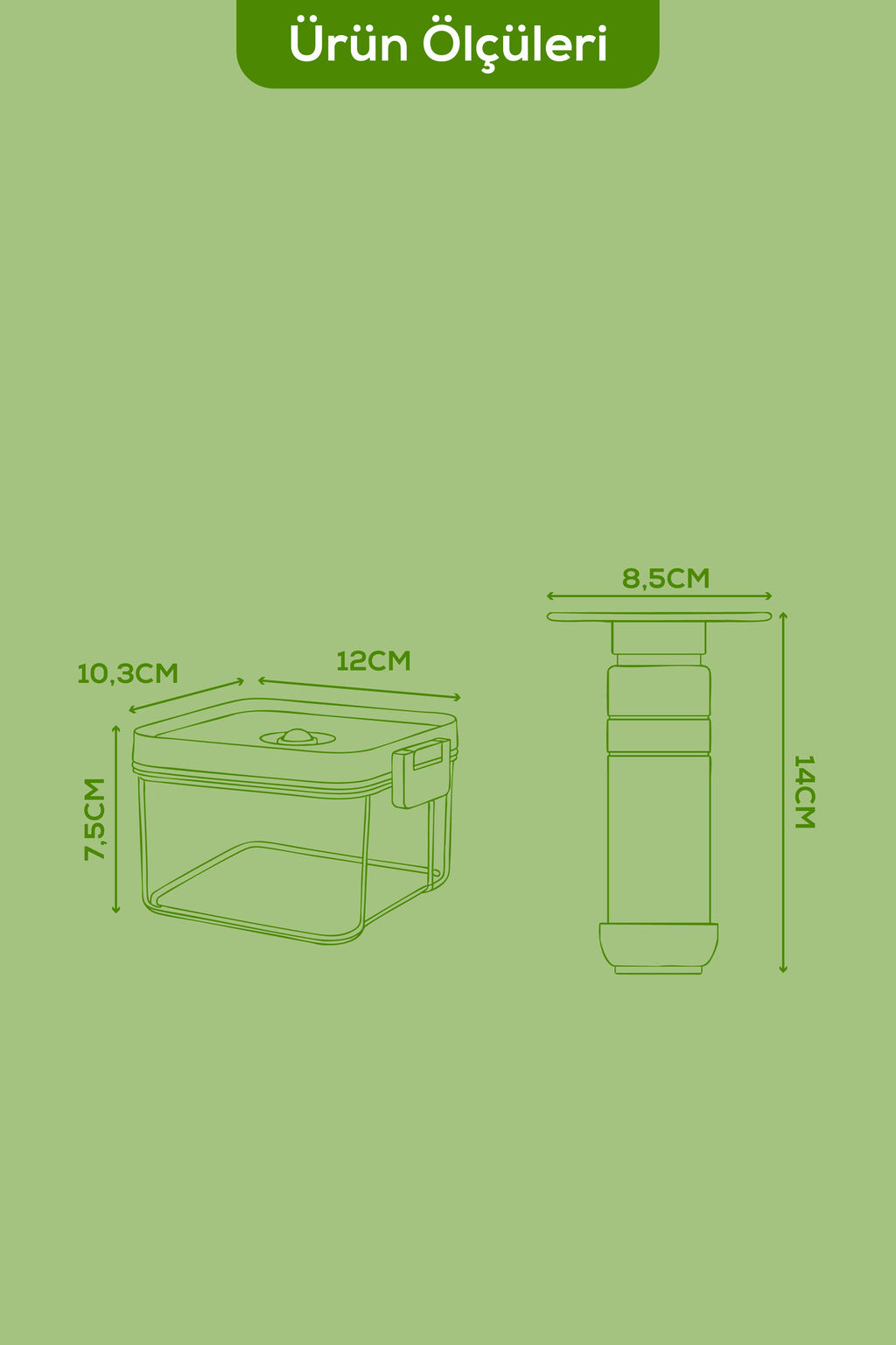 4'lü Vakumlu Saklama Kabı Seti | 3x 0,5 Litre Kap + Manuel Pompa