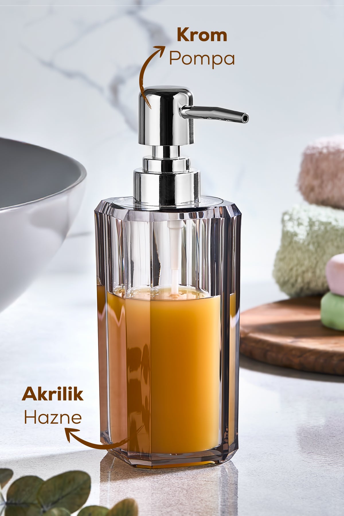 Akrilik Sıvı Sabunluk 225 ml Şeffaf Antrasit 1991