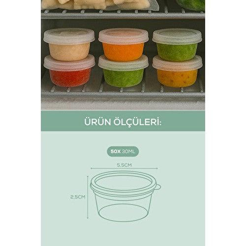 50’li Dondurucuya Uygun Saklama Kabı – 30 ml İlik, Tavuk Suyu, Sos Saklama Kabı