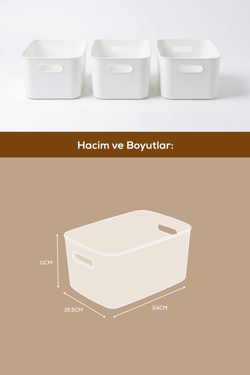 3'lü Düzenleyici Saklama Kutusu Beyaz - Mutfak, Banyo ve Makyaj Düzenleyici Organizer