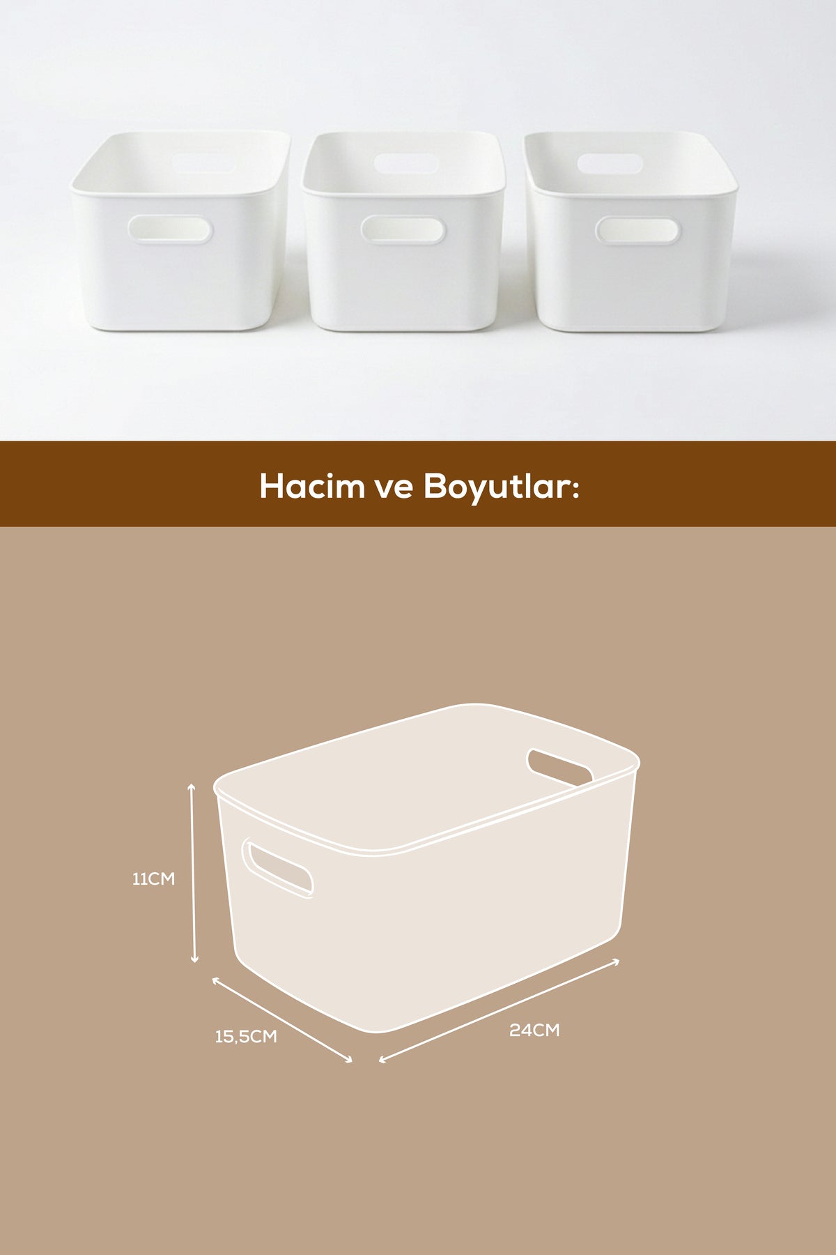 3'lü Düzenleyici Saklama Kutusu Beyaz - Mutfak, Banyo ve Makyaj Düzenleyici Organizer