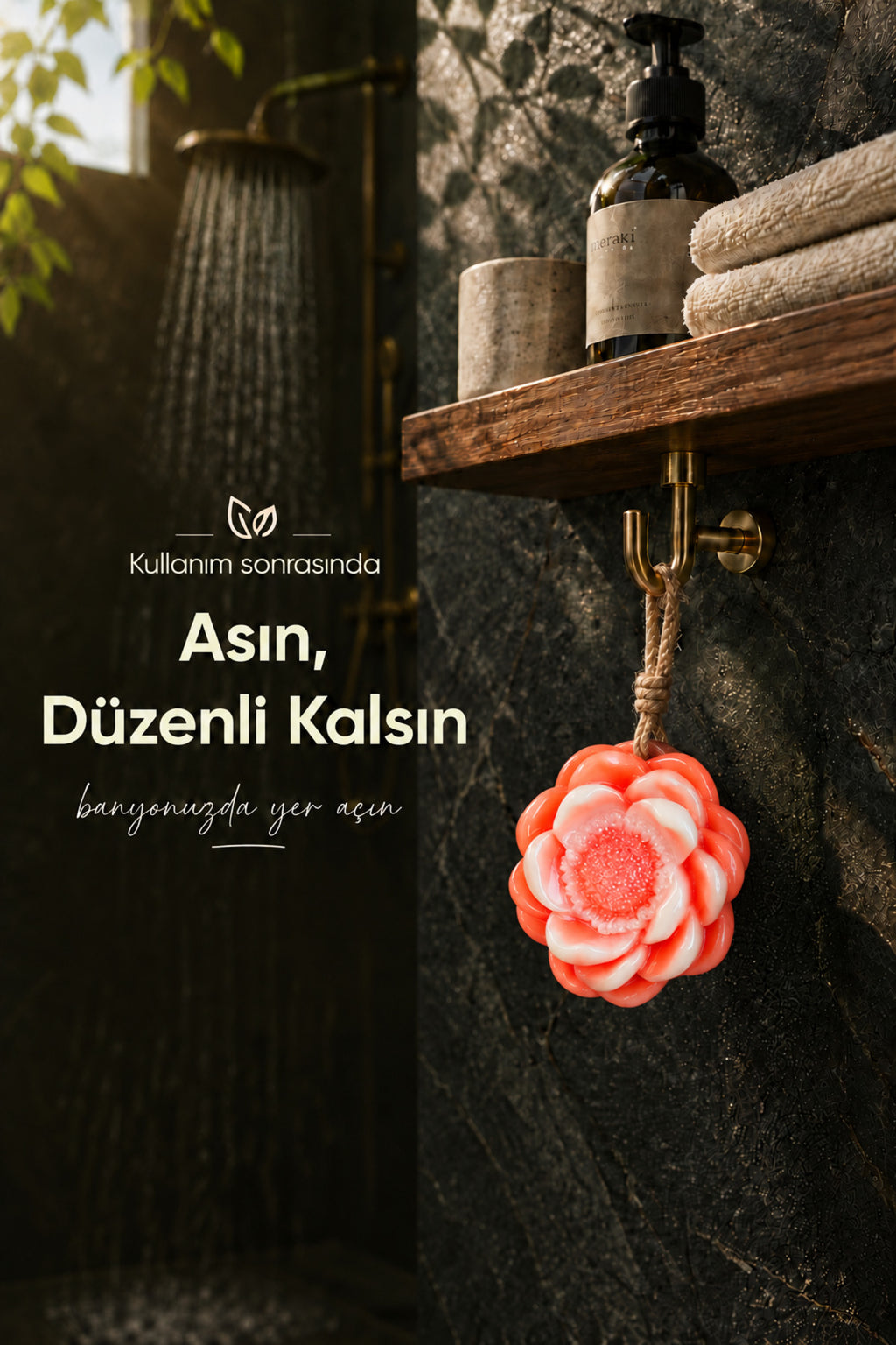Turuncu Nilüfer Şekilli Katı Sabun 8x4,5 cm Asılabilir Dekoratif Banyo El Sabun