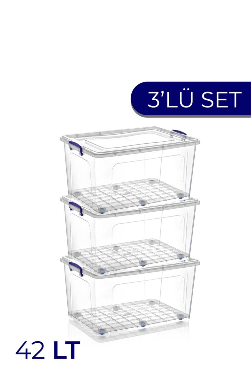 3lü 42 Lt Clear Box Saklama Kutusu