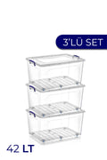 3lü 42 Lt Clear Box Saklama Kutusu
