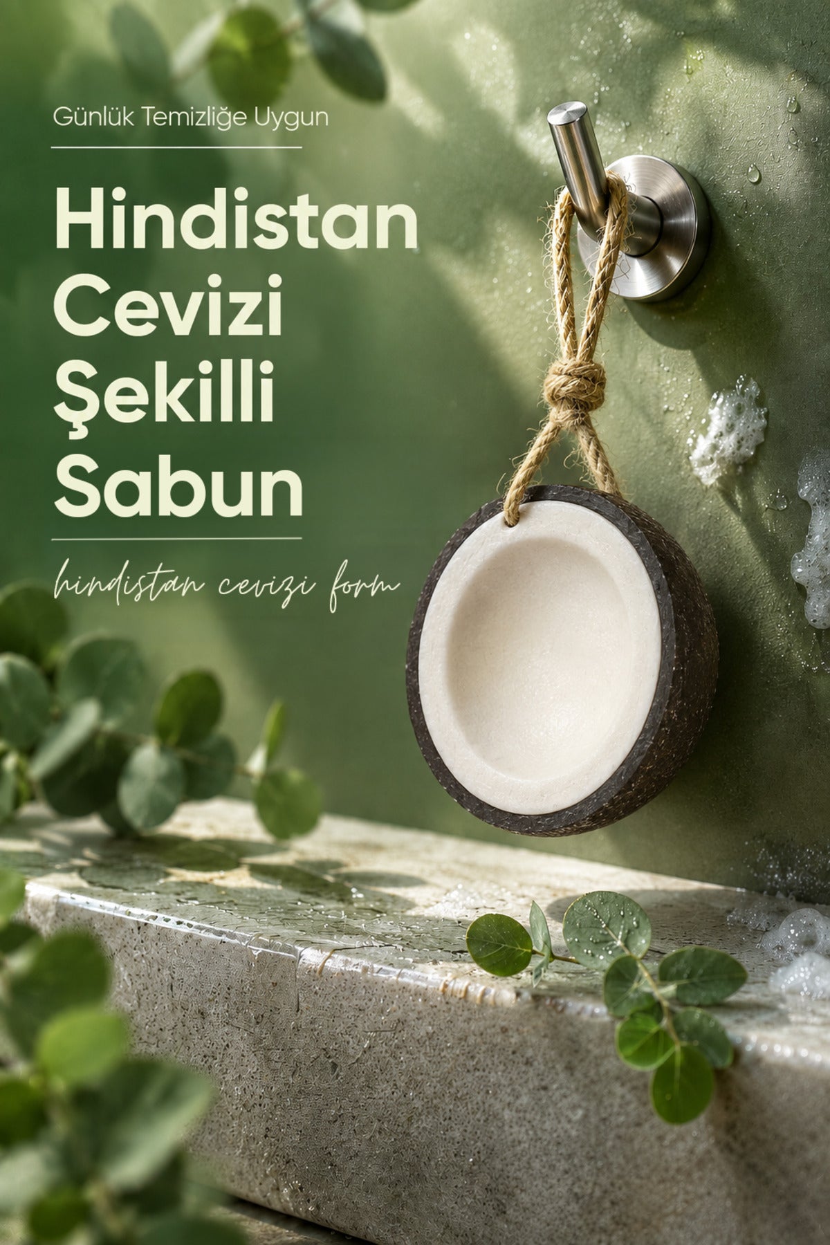 Hindistan Cevizi Şekilli Katı Sabun 9,5x8x5 cm Asılabilir Dekoratif Banyo El Sabunu