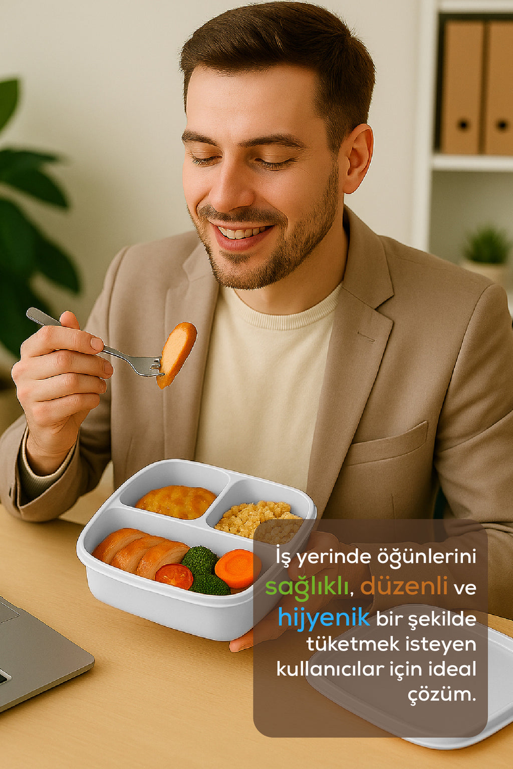 3'lü Set Bölmeli Kare Saklama Kabı Gri