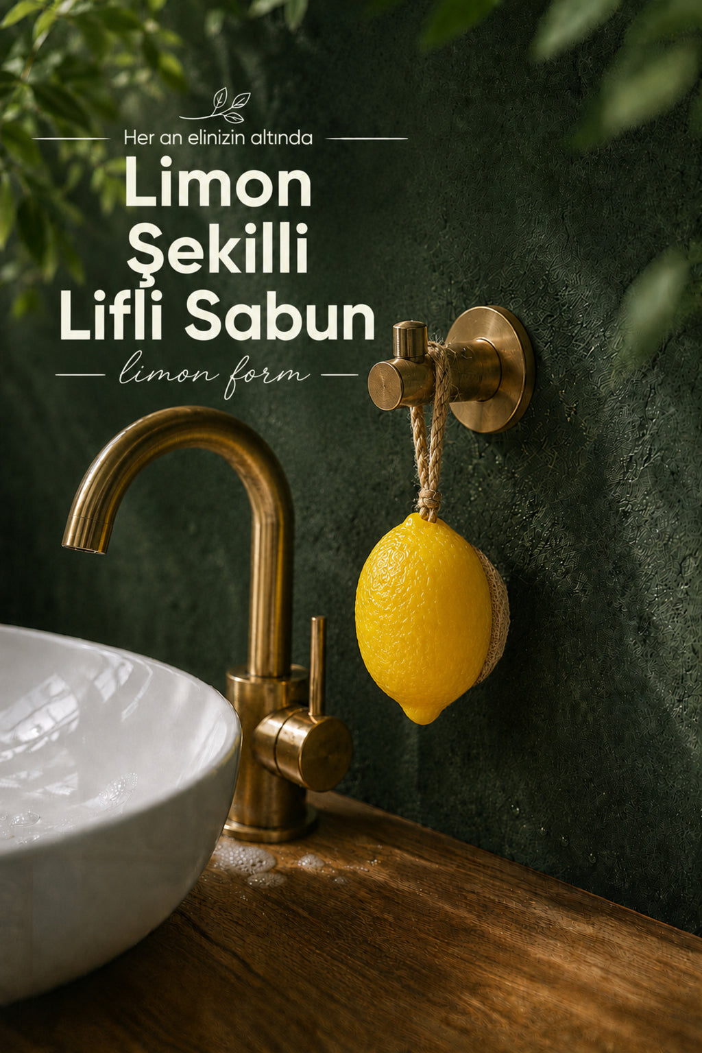 Sarı Limon Şekilli Lifli Katı Sabun 10,5x8x4,4 cm Peeling Etkili Asılabilir Dekoratif Banyo El Sabunu