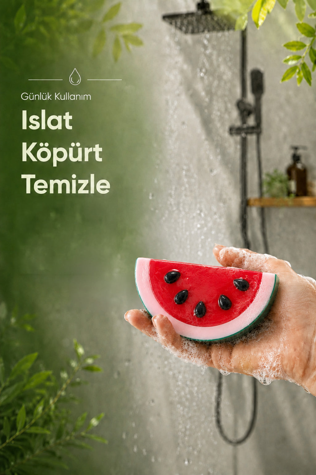 Karpuz Dilimi Şekilli Katı Sabun 10,2x6x2 cm Asılabilir Dekoratif Banyo El Sabunu