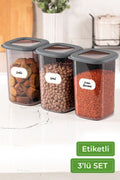 Foly Etiketli Kare Erzak Saklama Kabı 3'lü Set Orta Boy 3x(1,2 LİTRE)