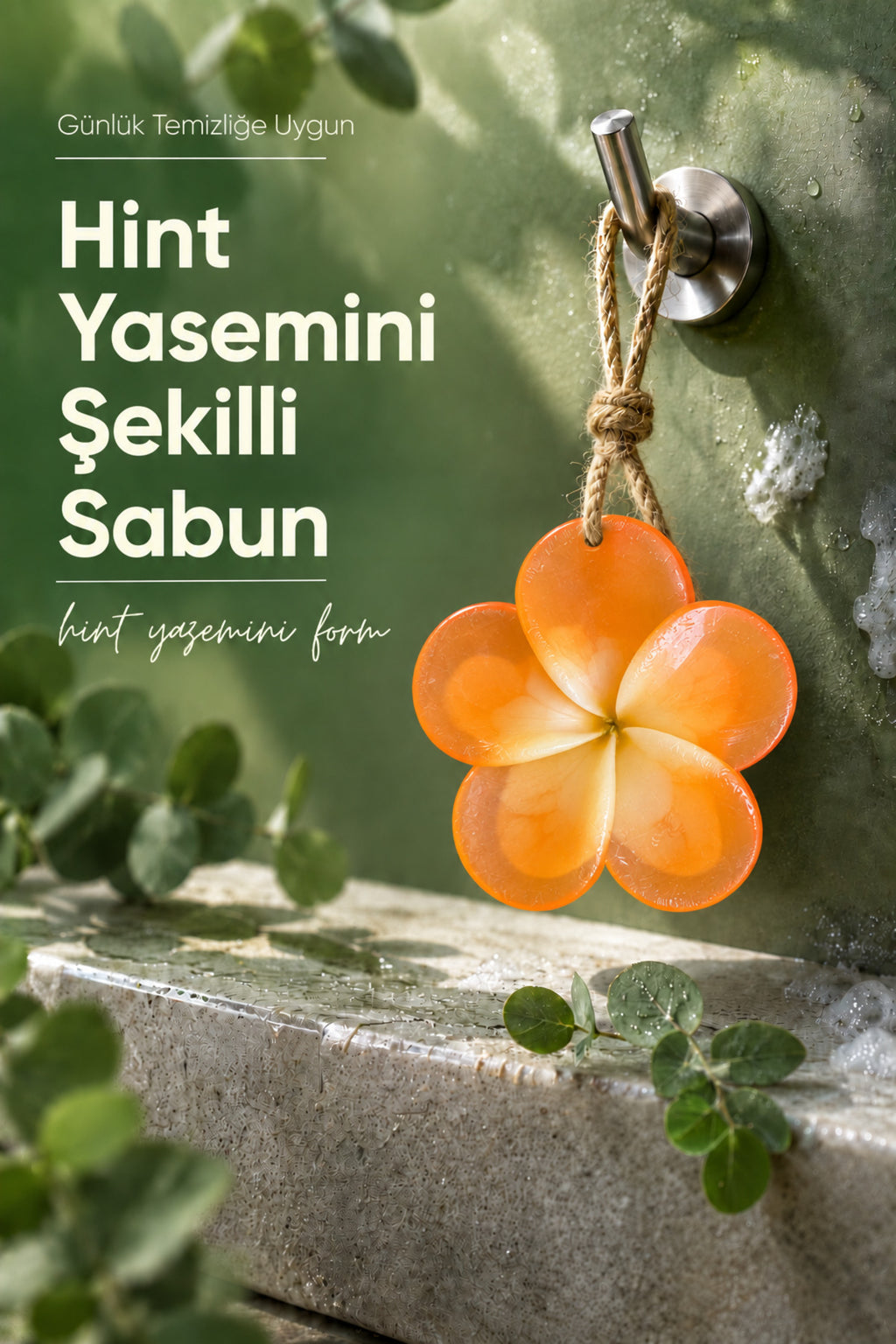 Turuncu Hint Yasemini Şekilli Katı Sabun 10,5x11 cm Asılabilir Dekoratif Banyo El Sabunu