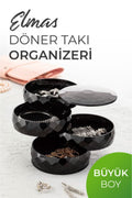 Elmas 4 Katlı Dönebilen Silindir Takı Organizeri Siyah