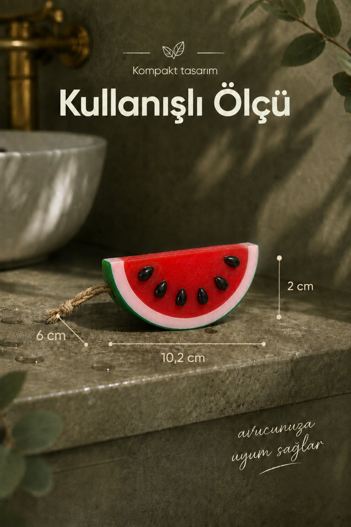 Karpuz Dilimi Şekilli Katı Sabun 10,2x6x2 cm Asılabilir Dekoratif Banyo El Sabunu