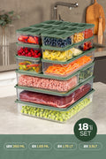 18'li Buzdolabı Dondurucu Organizer Ve Saklama Kabı Yeşil 12x(350ML) 2x(1,65LT) 2x(1,75LT) 2x(3,5LT)