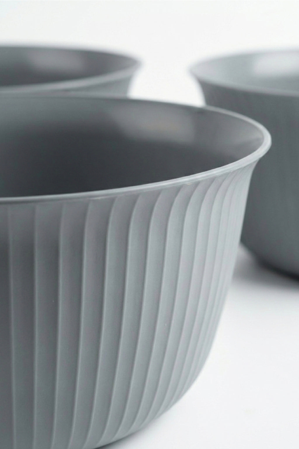 3'lü 3 Litre Plastik Karıştırma ve Saklama Kase Seti Gri