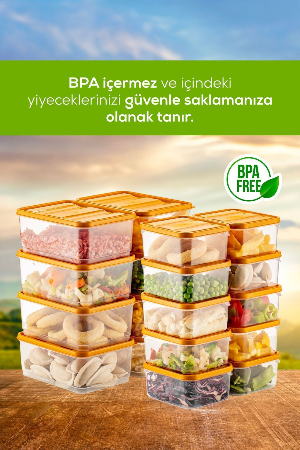 18'li Buzdolabı Düzenleyici Organizer Mikrodalgaya Uygun Difriz Saklama Kabı Turuncu