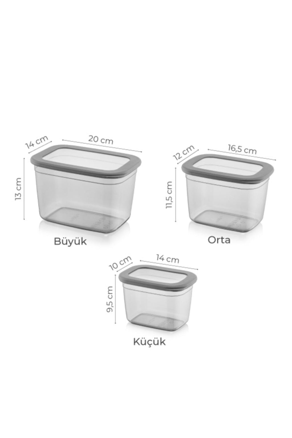 Foly Poli 3lü Dikdörtgen Saklama Kabı Derin 1x(2300 Ml, 1300 Ml, 800 Ml)
