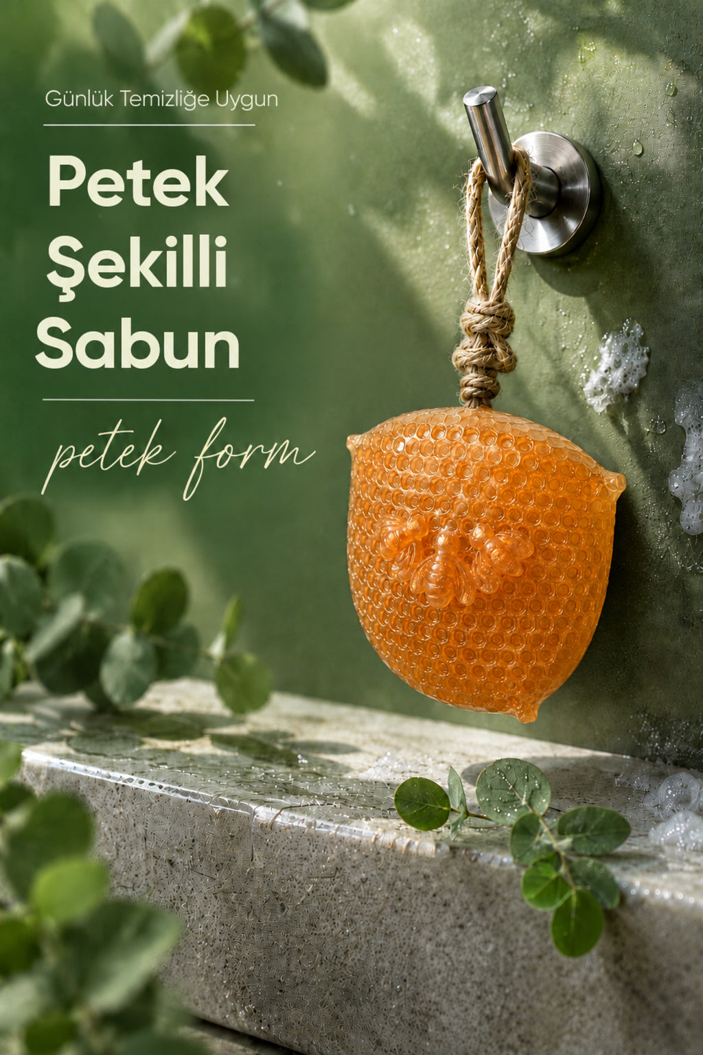 Turuncu Petek Şekilli Katı Sabun 9,5x10,5x3,4 cm Asılabilir Dekoratif Banyo El Sabunu