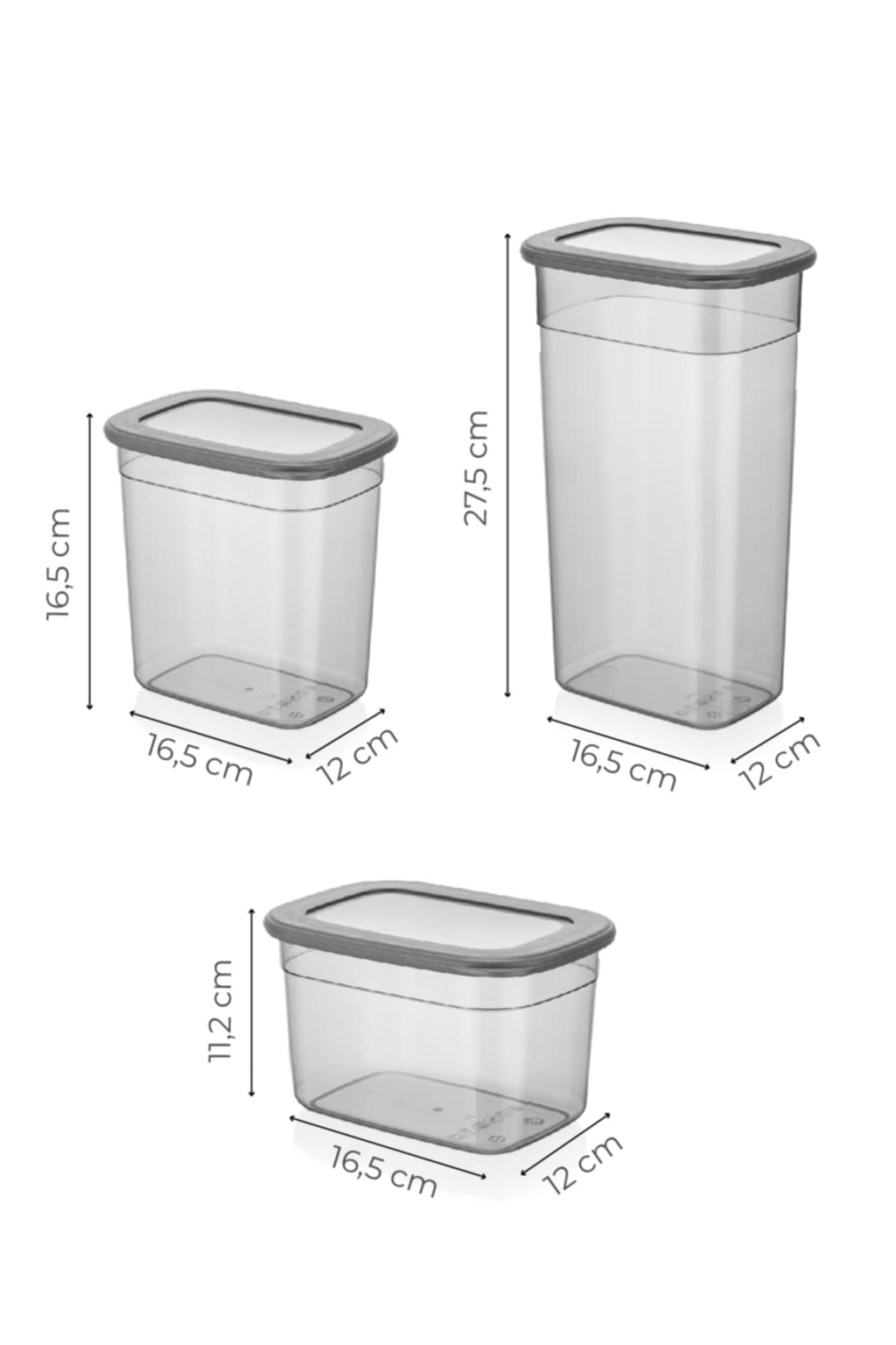 24lü Set Poli Şeffaf Kapaklı Uzun Dikdörtgen Saklama Kabı 8x(1,3 Litre, 2 Litre, 3,2 Litre)