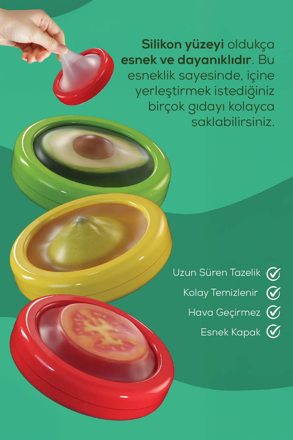 3'lü Buzdolabı Için Yarım Meyve Ve Sebze Koruma Kabı - Limon, Soğan, Domates Saklama Kutusu Renkli