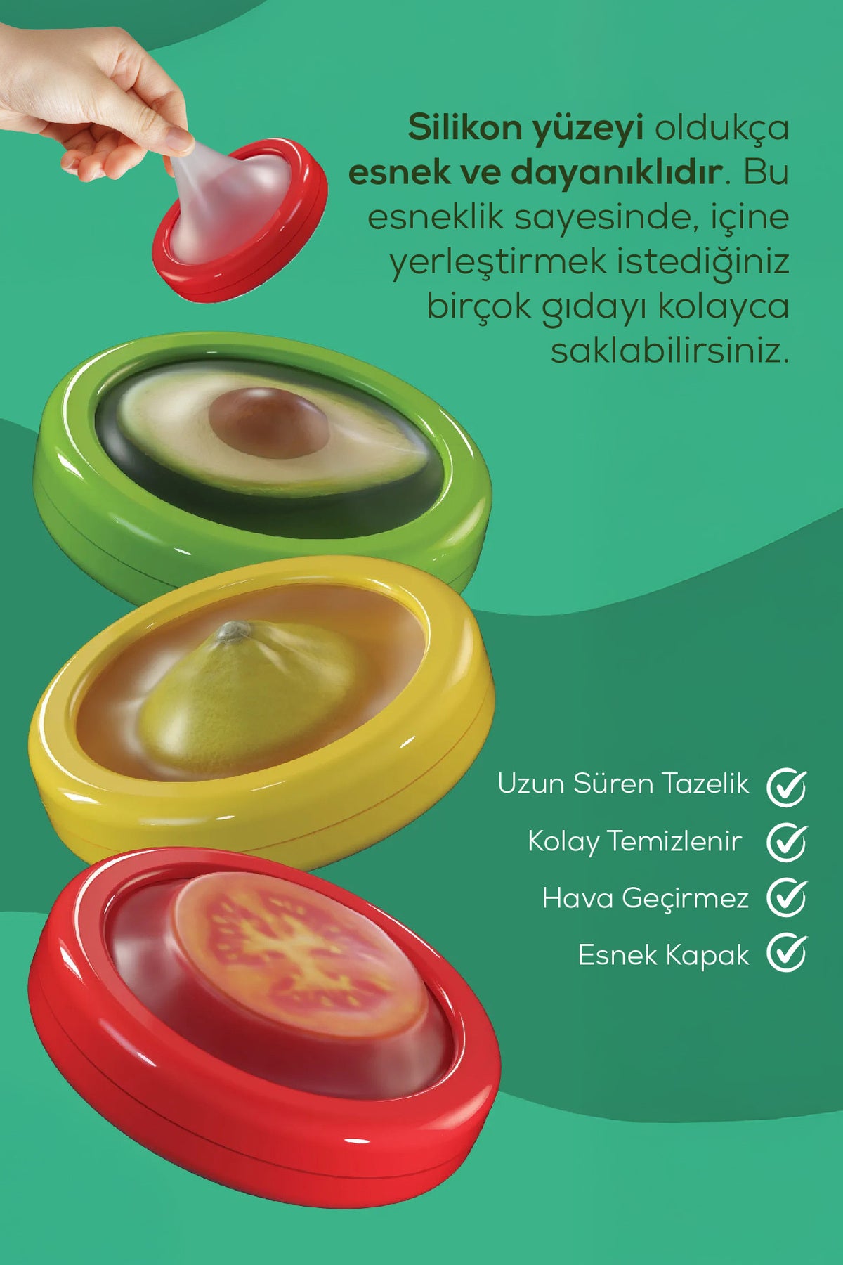 3'lü Buzdolabı Için Yarım Meyve Ve Sebze Koruma Kabı - Limon, Soğan, Domates Saklama Kutusu Renkli