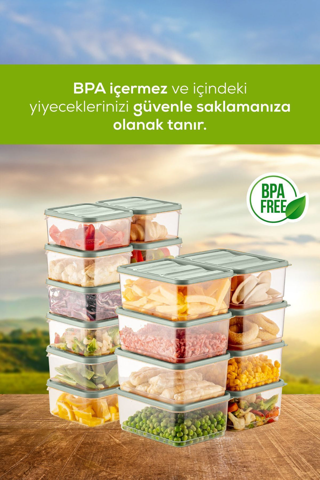 Mikrodalga ve Difrize Uygun 20 Parça Buzdolabı Düzenleyici Organizer Saklama Kabı Seti Mint