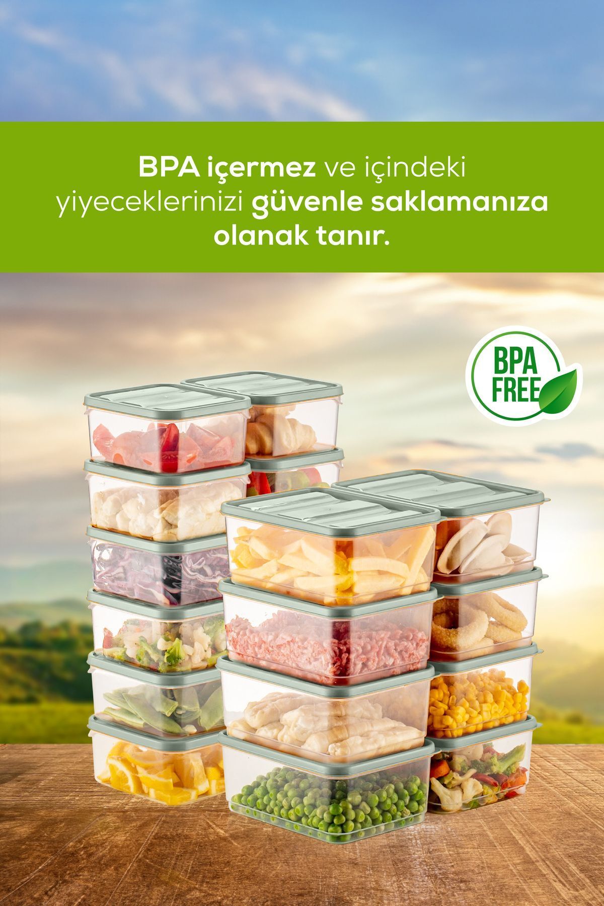 Mikrodalga ve Difrize Uygun 20 Parça Buzdolabı Düzenleyici Organizer Saklama Kabı Seti Mint