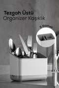 5 Bölmeli Organizer Kaşıklık Tezgah Üstü Kaşık Düzenleyici Gri