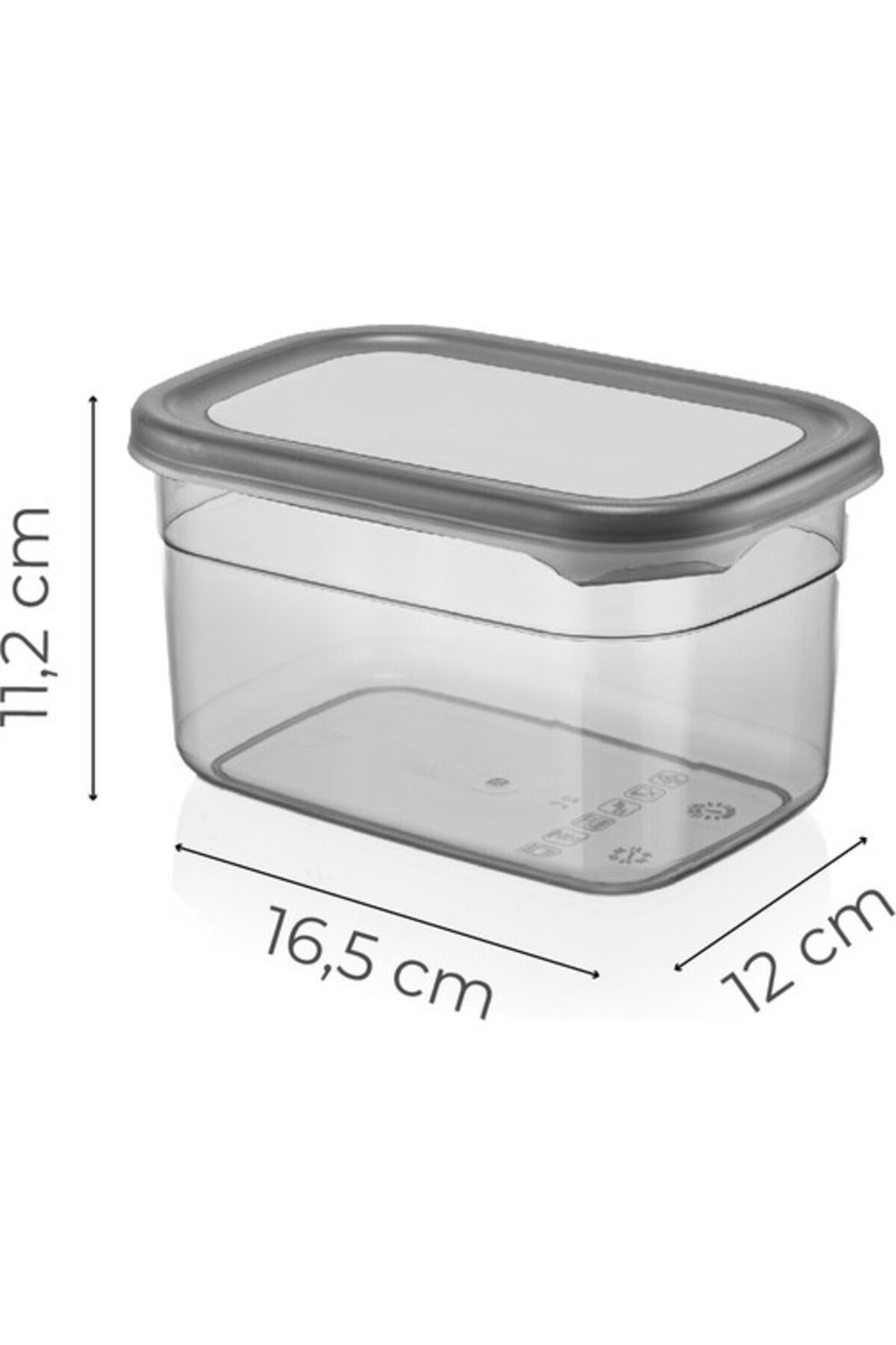 Beyaz Serigrafi Etiketli 8li Set Peggy Dikdörtgen Saklama Kabı 1,3 Litre Antrasit