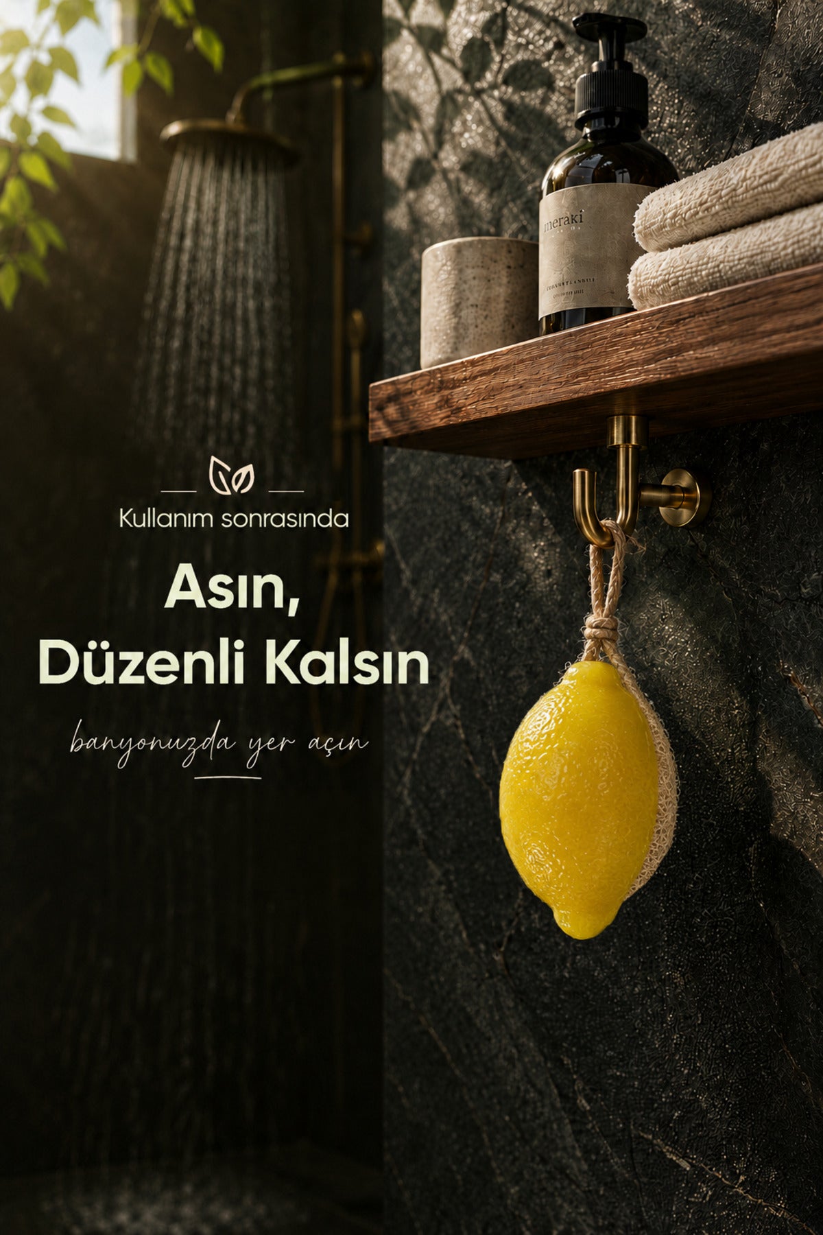 Sarı Limon Şekilli Lifli Katı Sabun 10,5x8x4,4 cm Peeling Etkili Asılabilir Dekoratif Banyo El Sabunu