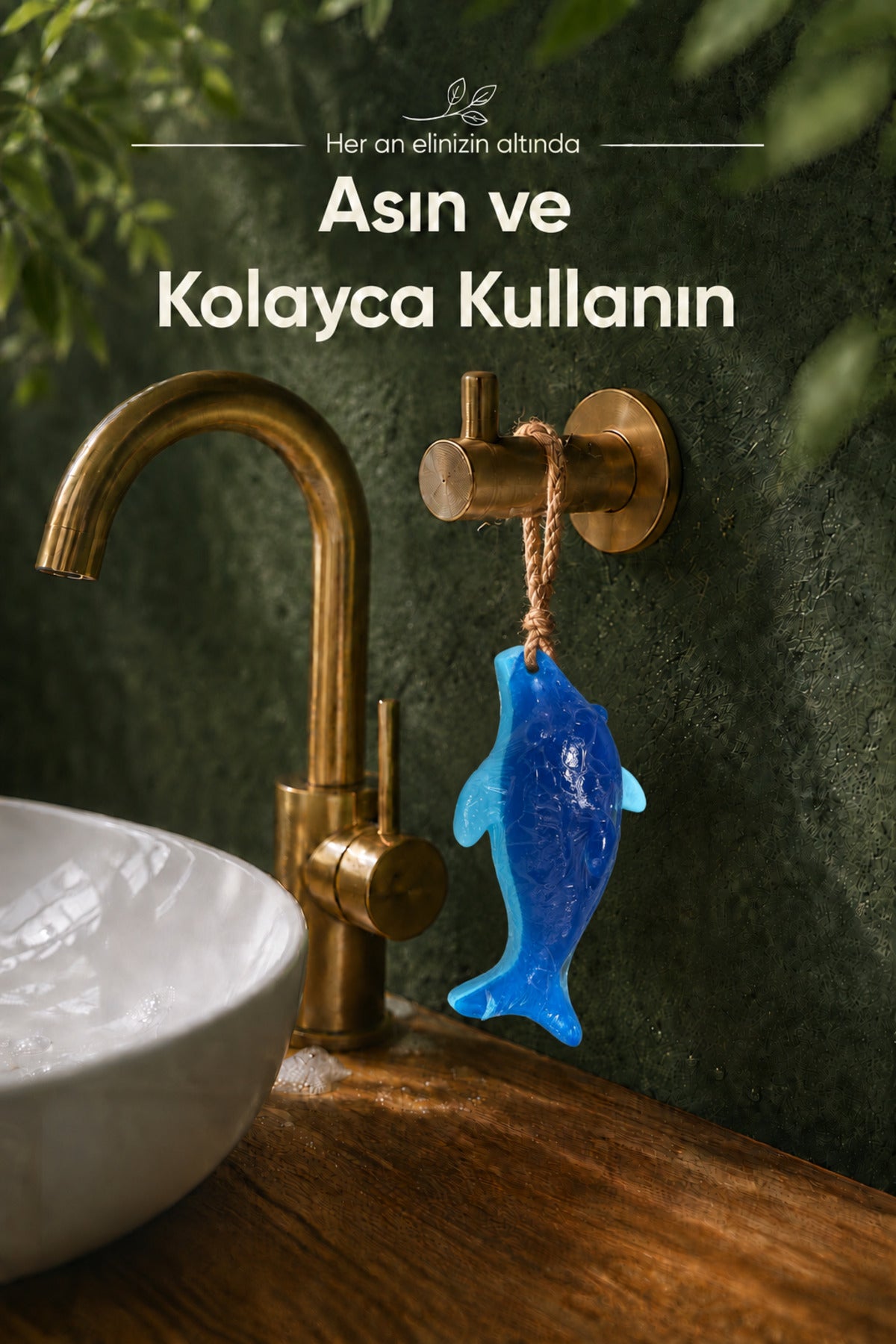 Mavi Yunus Balığı Şekilli Katı Sabun 13x7 cm Asılabilir Dekoratif Banyo El Sabunu