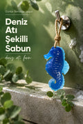 Mavi Deniz Atı Şekilli Katı Sabun 13x7,5 cm Asılabilir Dekoratif Banyo El Sabunu