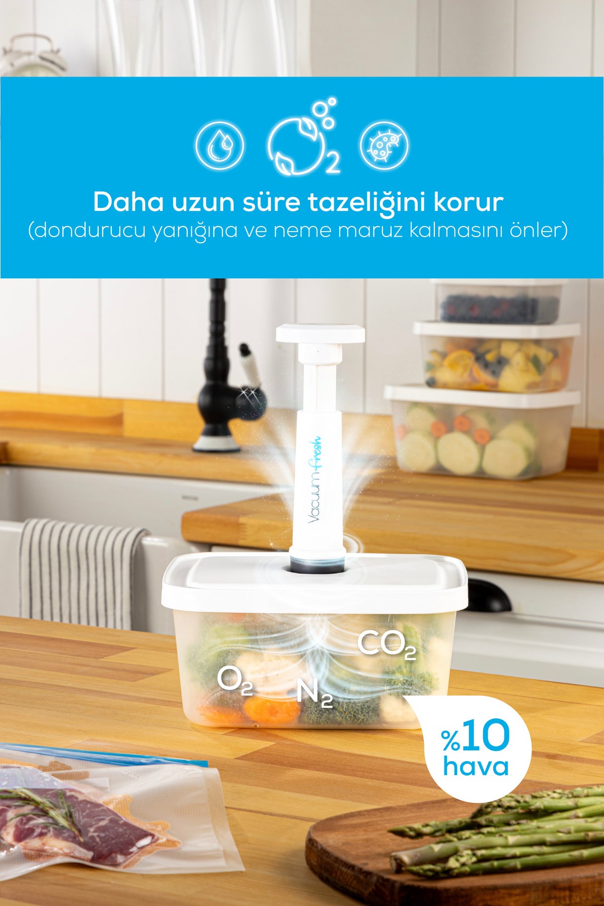 Vacuumfresh 2'li 1800 ml Vakumlu Gıda Saklama Kabı Seti