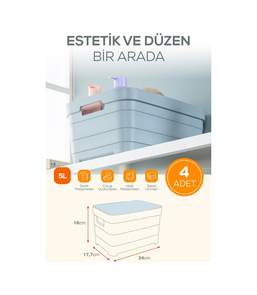 6'lı Kapaklı 10,8 Litre Saklama Kutusu Beyaz