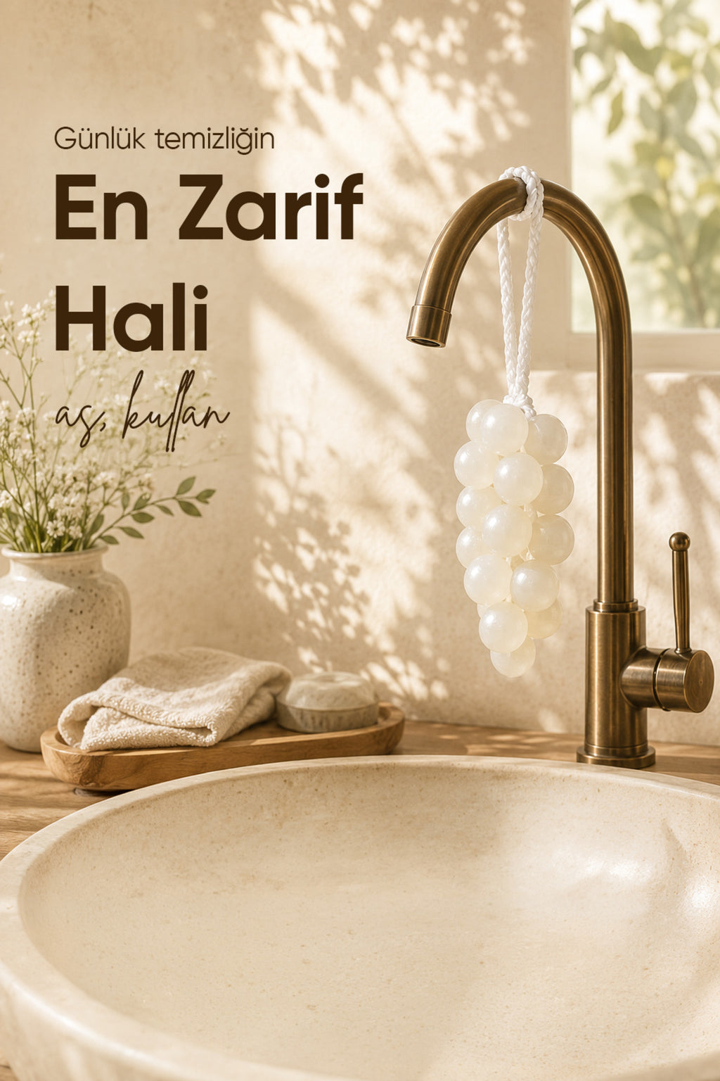 Beyaz Salkım Üzüm Şekilli Katı Sabun 7x22 cm Asılabilir Dekoratif Banyo El Sabunu