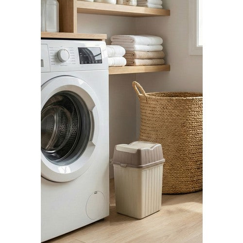Çift Kapaklı Çöp Kovası 10 Lt Bej - Banyo Mutfak