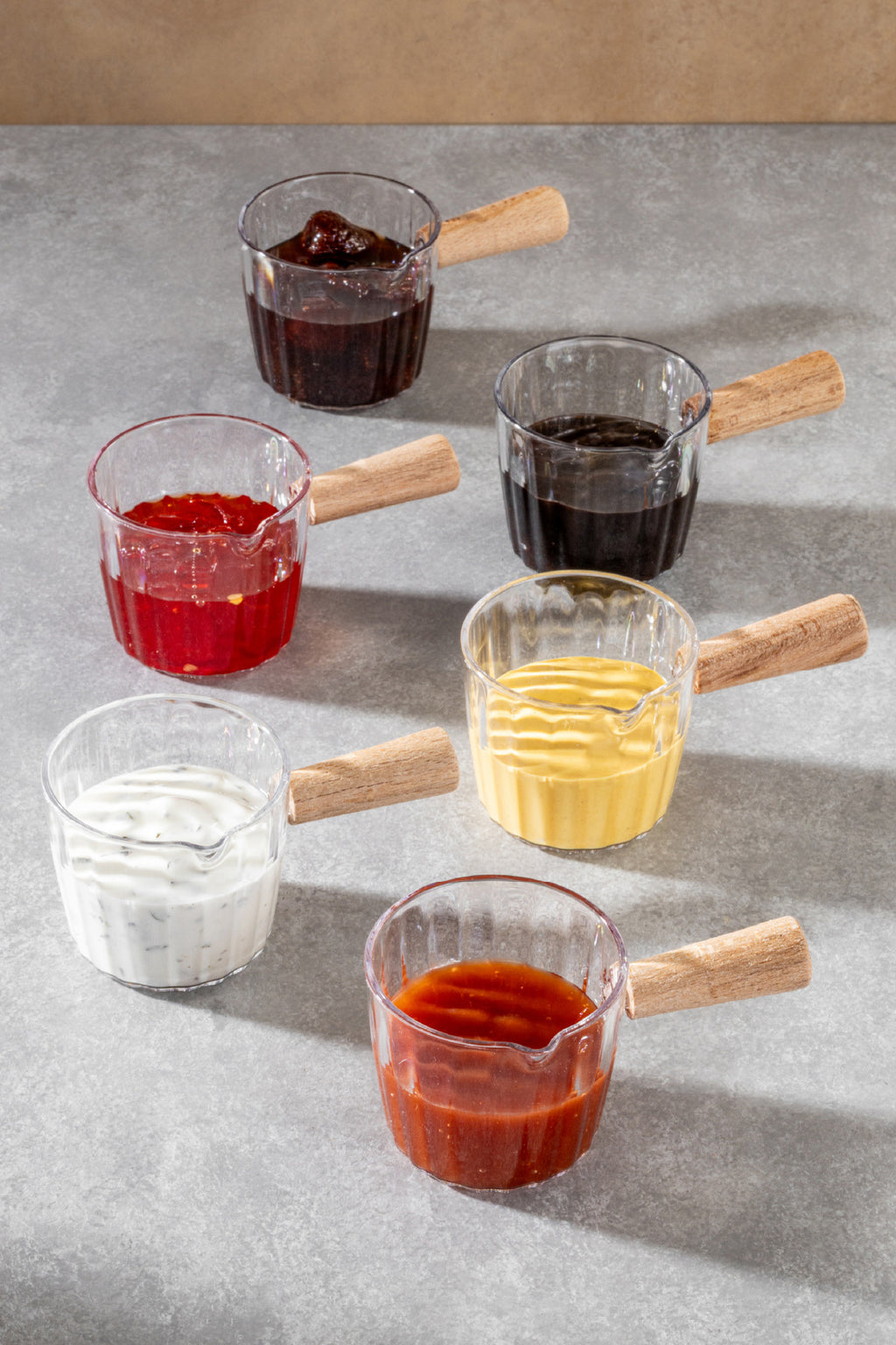 6'lı Ahşap Saplı Akrilik Sosluk 80 ml