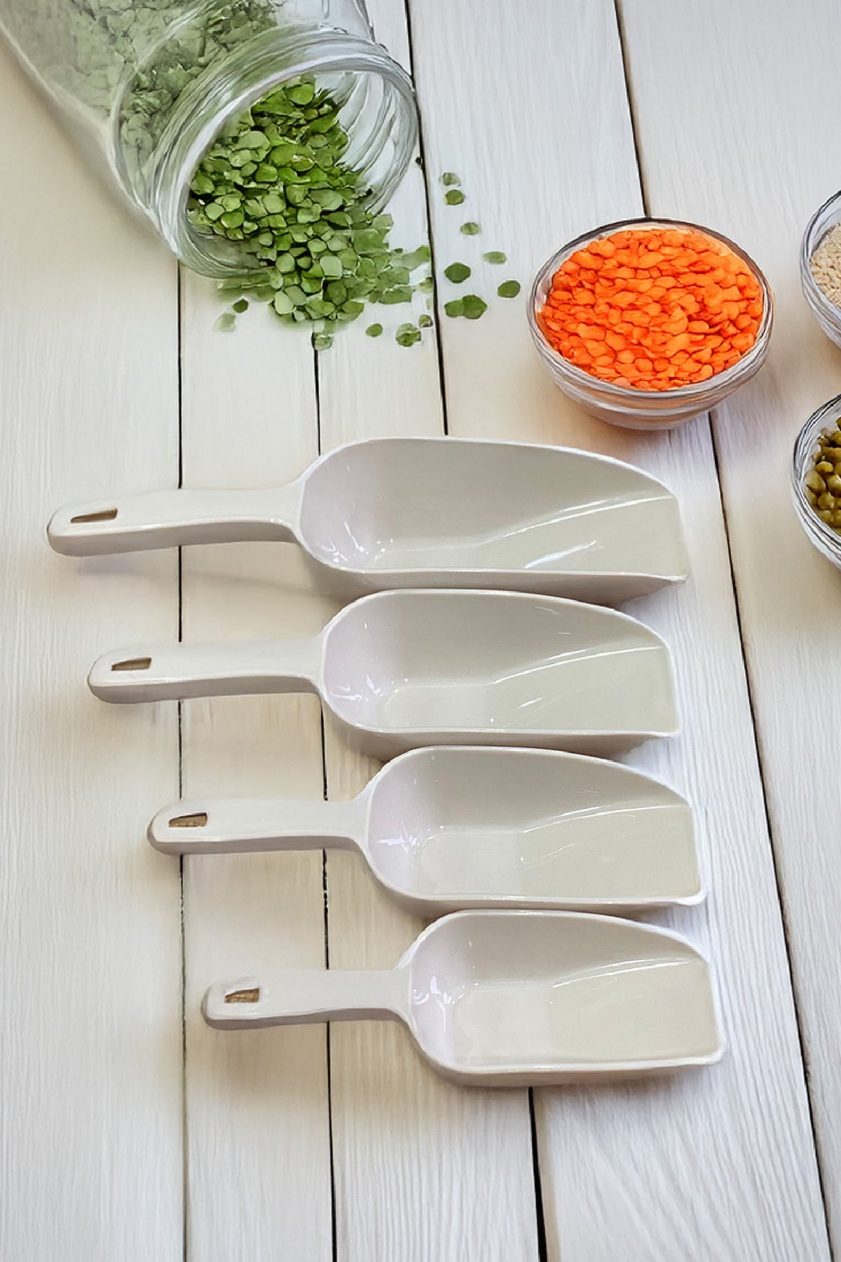 4'lü Set Plastik Erzak Kürek Seti Bej