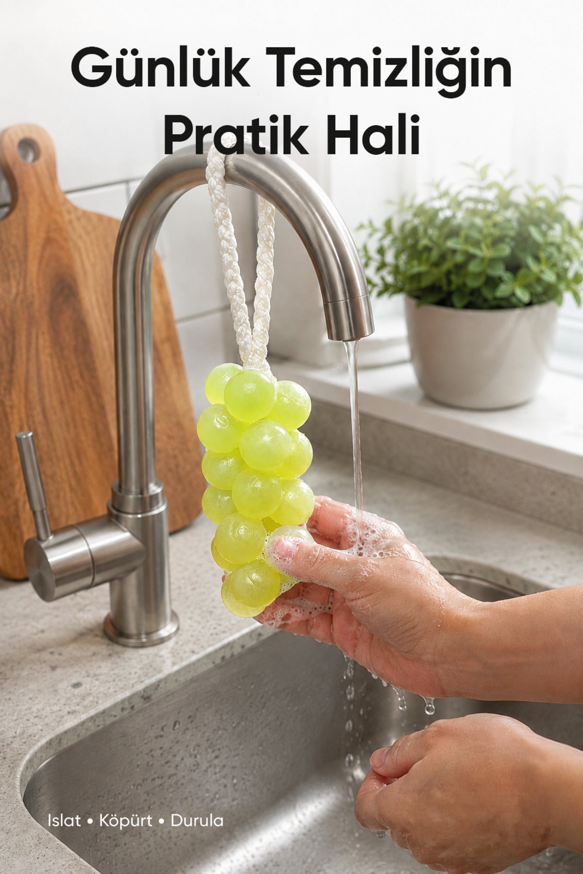 Yeşil Salkım Üzüm Şekilli Katı Sabun 7x22 cm Asılabilir Dekoratif Banyo El Sabunu