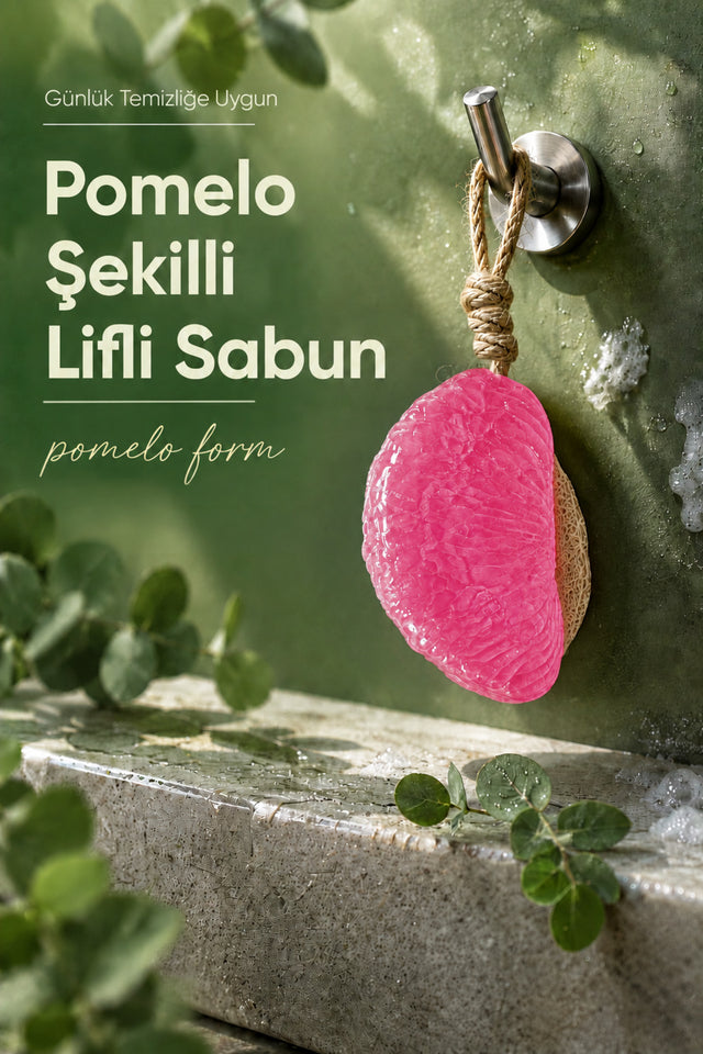 Pembe Pomelo Dilimi Şekilli Lifli Katı Sabun