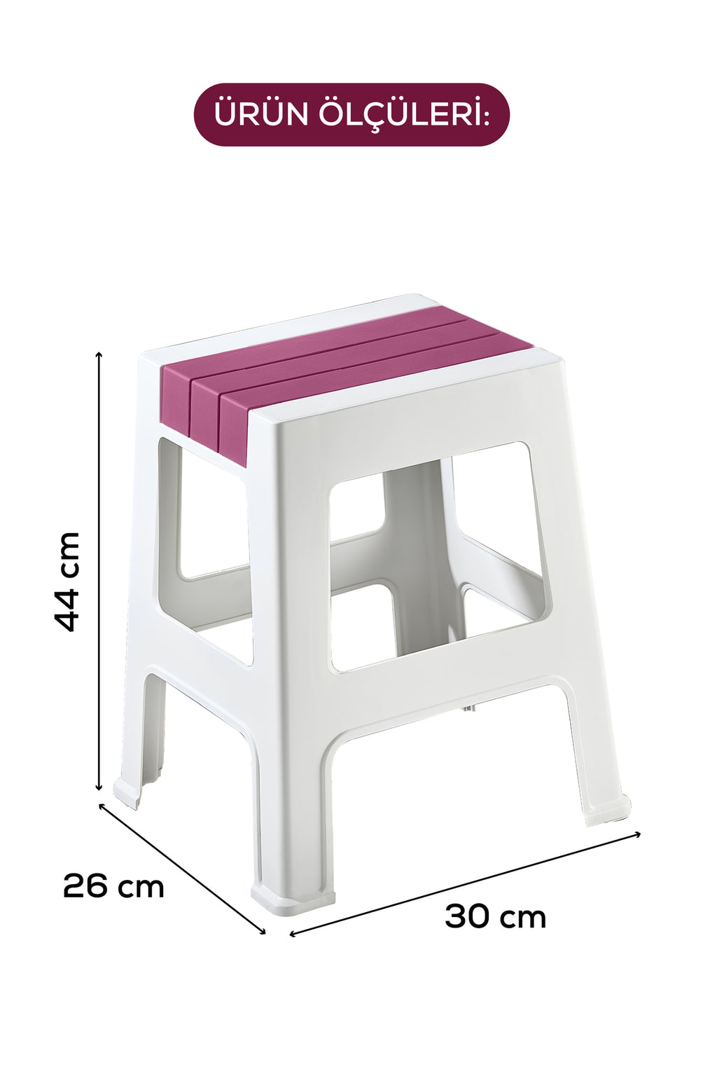 Plastik Büyük Tabure Pembe