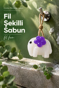 Mor Çiçekli Fil Şekilli Katı Sabun 8x10 cm Asılabilir Dekoratif Banyo El Sabunu