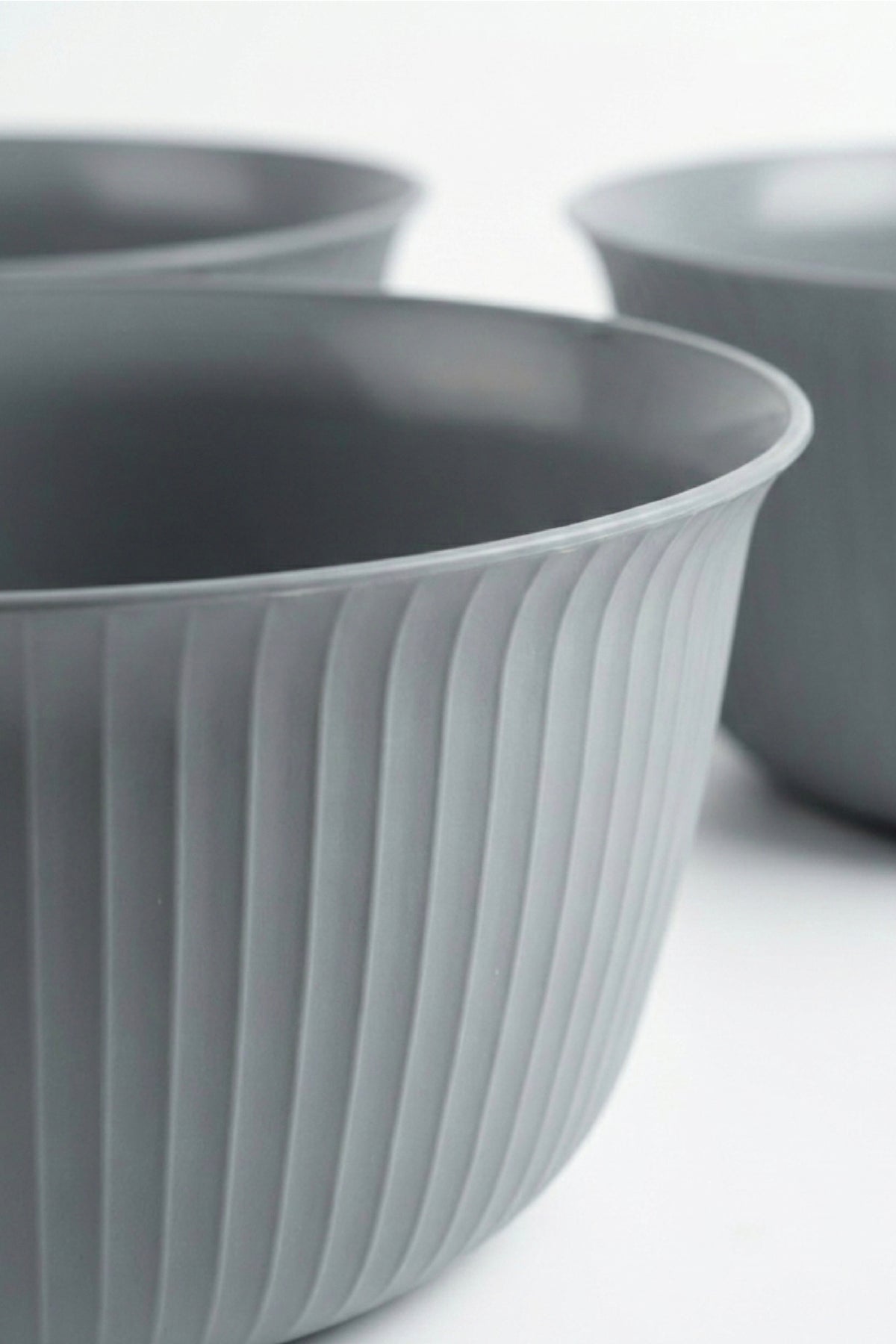 3'lü 2 Litre Plastik Karıştırma ve Saklama Kase Seti Gri