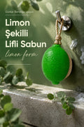 Yeşil Limon Şekilli Lifli Katı Sabun 10,5x8x4,4 cm Peeling Etkili Asılabilir Dekoratif Banyo El Sabunu