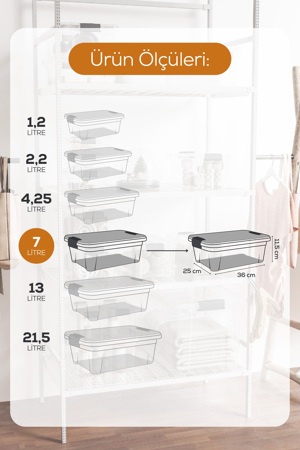 3'lü 7 Litre Kilitli Kapaklı Saklama ve Erzak Kutusu 33104